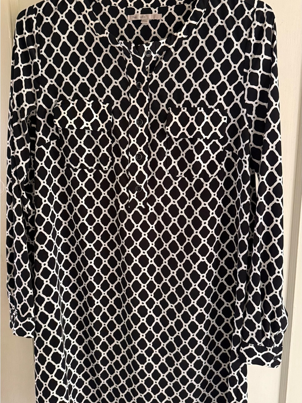 GAP Black & White Geometric Tunic Blouse
